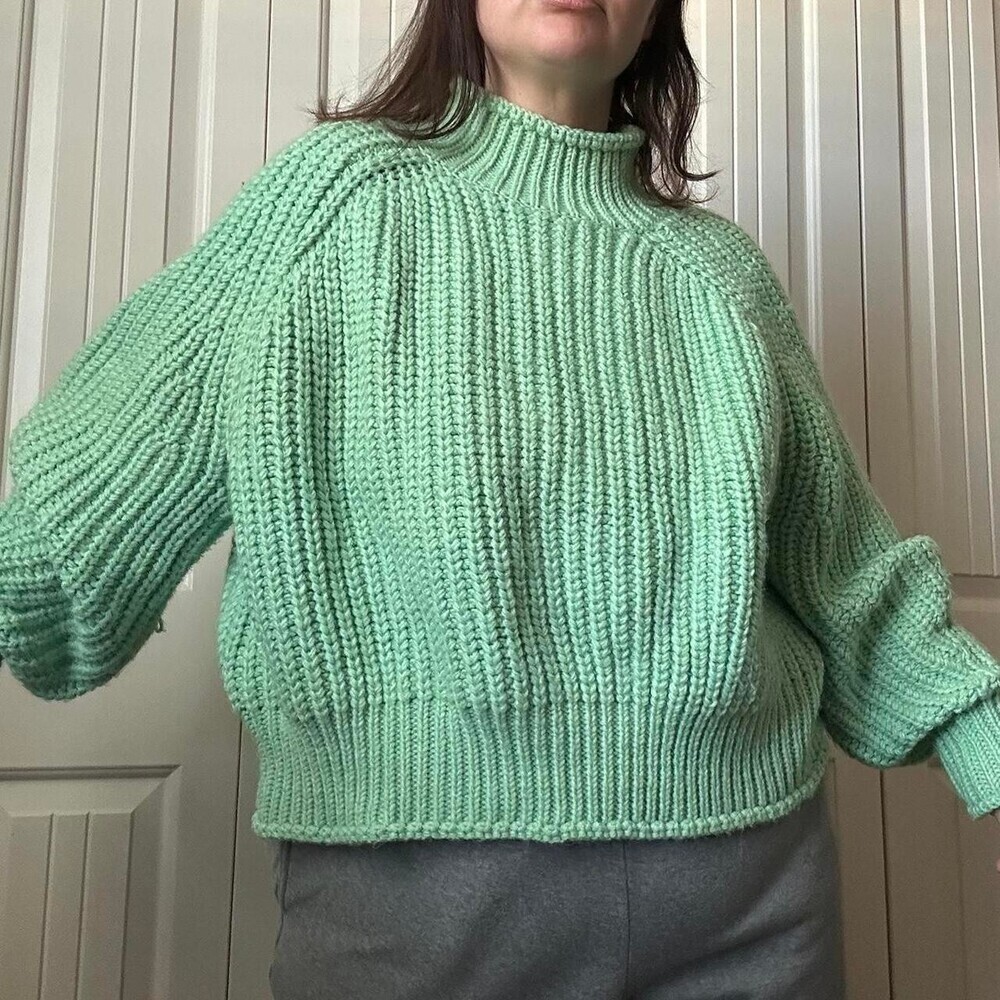 H&M Women's Knit Mint Sweater Jumper Cardigan Wool Size XXL - Picture 2 of 4
